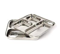 Satre Online And Marketing Lot de 2 assiettes carrées multi-usages en acier inoxydable 3 en 1 Pav Bhaji