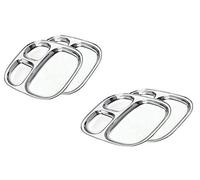 Satre Online and Marketing Lot de 4 assiettes ovales Thali en acier inoxydable avec 3 compartiments profonds