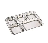 Satre Online And Marketing Plateau à déjeuner rectangulaire en acier inoxydable avec 5 compartiments