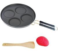 Satre Online and Marketing Poêle à Uttapa en aluminium anti-adhésif 4 cavités avec poignée, poêle à œufs, Uttapam, mini appam/Uttapam Maker - Noir