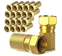 SatShop-Ft Connecteur F 7mm | Fiche F 20 pièces dorées | Joint en caoutchouc | Ecrou large | pour câble d'antenne coaxial | Câble coaxial SAT | Installations BK | LNB satellite | à visser