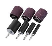 Sattie Lot de 16 tambours de ponçage pour perceuse électrique avec mandrin et manchons en émeri, noir + brun rouge, compatible métal, bois, pierre, plastique