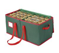 Sattiyrch Boîte de rangement pour décorations de Noël, boîte avec emplacements pour décorations de vacances (128 pièces, boule de 7,6 cm, vert)