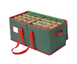 Sattiyrch Boîte de rangement pour décorations de Noël, boîte avec emplacements pour décorations de vacances (128 pièces, boule de 7,6 cm, vert)