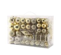 Sattiyrch Lot de Boules de Noël incassables 78 carats pour Sapin de Noël avec boîtes Cadeaux réutilisables Medium doré