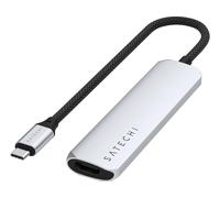 SATECHI 4 en 1 Hub USB C Slim Plus Adaptateur Multiport avec Charge PD 100W, HDMI 4K@60Hz et 2X Ports USB-A Données 10Gbps pour MacBook Air & Pro, PC Portable et Plus - Argent