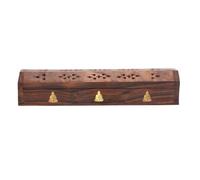 Sattva Ayurveda Boîte d'encens en bois de sheesham avec motif Bouddha - Porte-encens et boîte de rangement pour bâtons d'encens et cônes d'encens - Moins de cendres pour yoga et méditation