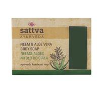 Sattva Ayurveda Neem & Aloe Vera Savon - Savon naturel à la glycérine fait main pour le visage et le corps - Nettoyage doux pour peaux mixtes et sèches - 125 g