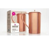 Sattva Ayurveda Pichet en cuivre pur 1250 ml - Pichet à eau en cuivre pur avec certificat - Pichet en cuivre fait à la main pour la conservation de l'eau - Sans plastique et non revêtu (design uni)