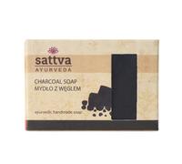 Sattva Ayurveda Savon au charbon actif - Savon naturel ayurvédique fait main avec manjistha et réglisse - Savon à la glycérine pour le visage et le corps - Nettoyage des pores des peaux impures et