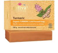 Sattva Ayurveda Savon naturel au curcuma bio - Savon ayurvédique mélangé à froid aux huiles végétales - ECOCERT COSMOS ORGANIC - Nettoyage à la main pour le visage et le corps - 100 g