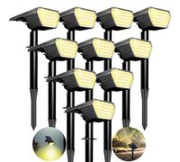 Satucol Lot de 10 spots solaires d'extérieur, allumage/extinction automatique, étanches IP65, éclairage extérieur 2 en 1 à énergie solaire, pour jardin, allée (blanc chaud)