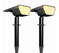 Satucol Lot de 2 spots solaires d'extérieur, allumage/extinction automatique, étanches IP65, éclairage paysager extérieur 2 en 1 à énergie solaire, éclairages solaires pour jardin, allée (blanc chaud)