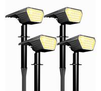Satucol Lot de 4 spots solaires d'extérieur, allumage et extinction automatiques, étanches IP65, 2 en 1, pour éclairage paysager extérieur, pour jardin, allée (blanc chaud)