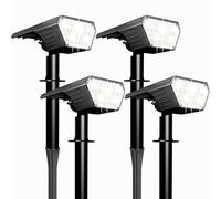 Satucol Lot de 4 spots solaires d'extérieur, allumage/extinction automatique, étanches IP65, éclairage paysager extérieur 2 en 1 à énergie solaire, pour jardin, allée (blanc froid)