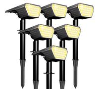 Satucol Lot de 6 spots solaires d'extérieur, allumage/extinction automatique, étanches IP65, éclairage extérieur 2 en 1 à énergie solaire, pour jardin, allée (blanc chaud)