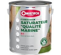 Saturateur D1 Qualité Marine OWATROL - Saturateur Bois Extérieur - Teck, Ipé, Acajou, Movingui - Pontons, Terrasses, Bardages - Polyvalent - Protège les Bois Denses et Exotiques - 20 L