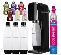 SodaStream Art Black Soda Maker + SodaStream 1L Two-Pack Black Fuse Bottles + Bolero