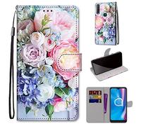 SATURCASE Coque pour Alcatel 1S 2020 / 3L 2020, Beau PU Cuir Magnétique Flip Portefeuille Support Porte-Carte Dragonne Protecteur Housse Étui pour Alcatel 1S 2020 / 3L 2020 (DH-7)