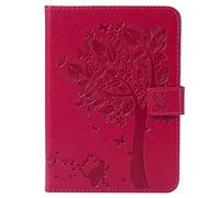 SATURCASE Coque pour Amazon Kindle Paperwhite 1 2 3 4, Beau Arbre PU Cuir Magnétique Flip Portefeuille Support Porte-Carte Protecteur Housse Étui pour Amazon Kindle Paperwhite 1 2 3 4 6.0 (Rouge)
