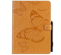 SATURCASE Coque pour Apple iPad Pro 11 (2018), Papillon Gaufrage PU Cuir Magnétique Flip Portefeuille Support Porte-Carte Protecteur Housse Étui pour Apple iPad Pro 11 (2018) (BU-Jaune)