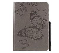 SATURCASE Coque pour Apple iPad Pro 11 (2018), Papillon Gaufrage PU Cuir Magnétique Flip Portefeuille Support Porte-Carte Protecteur Housse Étui pour Apple iPad Pro 11 (2018) (BU-Gris)