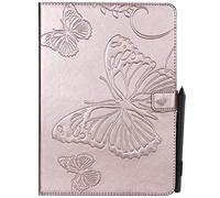 SATURCASE Coque pour Apple iPad Pro 9.7 2016, Papillon Gaufrage PU Cuir Magnétique Flip Portefeuille Support Porte-Carte Protecteur Housse Étui pour Apple iPad Pro 9.7 2016 (BU-Or Rose)