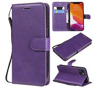 SATURCASE Coque pour Apple iPhone 14, Classique PU Cuir Magnétique Flip Portefeuille Support Porte-Carte Protecteur Housse Étui avec Dragonne pour Apple iPhone 14 (XD-Violet)