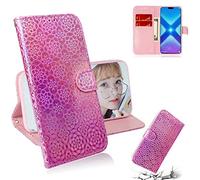 SATURCASE Coque pour Huawei Honor 8X, Unique Coloré PU Cuir Magnétique Flip Portefeuille Support Porte-Carte Protecteur Housse Étui avec Dragonne pour Huawei Honor 8X (XC-Rose)