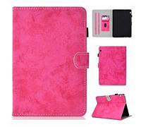 SATURCASE Coque pour Huawei MediaPad T5 10.1", Style Rétro PU Cuir Magnétique Flip Portefeuille Support Porte-Carte Protecteur Housse Étui pour Huawei MediaPad T5 10.1" (RE-Rose)