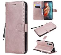 SATURCASE Coque pour Huawei P30, Classique PU Cuir Magnétique Flip Portefeuille Support Porte-carte Protecteur Housse Étui avec Dragonne pour Huawei P30 (XD-Or Rose)