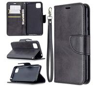 SATURCASE Coque pour Huawei Y5p, Luxe PU Cuir Magnétique Flip Portefeuille Support Porte-Carte Dragonne Protecteur Housse Étui pour Huawei Y5p (YZ-Noir)
