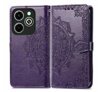 SATURCASE Coque pour Infinix Hot 40i, Mandala Gaufrage PU Cuir Magnétique Flip Portefeuille Support Porte-carte Protecteur Housse Étui avec Dragonne pour Infinix Hot 40i (MA-Violet)
