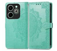 SATURCASE Coque pour Infinix Hot 40i, Mandala Gaufrage PU Cuir Magnétique Flip Portefeuille Support Porte-carte Protecteur Housse Étui avec Dragonne pour Infinix Hot 40i (MA-Vert)