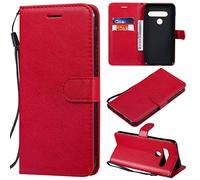 SATURCASE Coque pour LG G8S ThinQ, Classique PU Cuir Magnétique Flip Portefeuille Support Porte-Carte Protecteur Housse Étui avec Dragonne pour LG G8S ThinQ (XD-Rouge)
