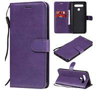 SATURCASE Coque pour LG K41S / K51S, Classique PU Cuir Magnétique Flip Portefeuille Support Porte-Carte Protecteur Housse Étui avec Dragonne pour LG K41S / K51S (XD-Violet)