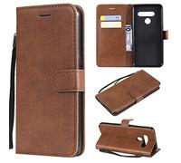 SATURCASE Coque pour LG V50 ThinQ, Classique PU Cuir Magnétique Flip Portefeuille Support Porte-Carte Protecteur Housse Étui avec Dragonne pour LG V50 ThinQ (XD-Marron)