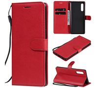 SATURCASE Coque pour LG Velvet, Classique PU Cuir Magnétique Flip Portefeuille Support Porte-Carte Protecteur Housse Étui avec Dragonne pour LG Velvet (XD-Rouge)