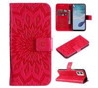 SATURCASE Coque pour Motorola Moto G13 G23 G53, Fleur du Soleil Gaufrage PU Cuir Magnétique Flip Portefeuille Support Porte-carte Protecteur Housse Étui avec Dragonne pour Motorola Moto G13 G23 G53 (T