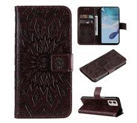 SATURCASE Coque pour Motorola Moto G13 G23 G53, Fleur du Soleil Gaufrage PU Cuir Magnétique Flip Portefeuille Support Porte-carte Protecteur Housse Étui avec Dragonne pour Motorola Moto G13 G23 G53 (T