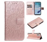 SATURCASE Coque pour Motorola Moto G13 G23 G53, Fleur du Soleil Gaufrage PU Cuir Magnétique Flip Portefeuille Support Porte-carte Protecteur Housse Étui avec Dragonne pour Motorola Moto G13 G23 G53 (T