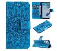 SATURCASE Coque pour Motorola Moto G13 G23 G53, Fleur du Soleil Gaufrage PU Cuir Magnétique Flip Portefeuille Support Porte-carte Protecteur Housse Étui avec Dragonne pour Motorola Moto G13 G23 G53 (T