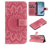 SATURCASE Coque pour Motorola Moto G13 G23 G53, Fleur du Soleil Gaufrage PU Cuir Magnétique Flip Portefeuille Support Porte-carte Protecteur Housse Étui avec Dragonne pour Motorola Moto G13 G23 G53 (T