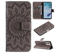 SATURCASE Coque pour Motorola Moto G13 G23 G53, Fleur du Soleil Gaufrage PU Cuir Magnétique Flip Portefeuille Support Porte-carte Protecteur Housse Étui avec Dragonne pour Motorola Moto G13 G23 G53 (T