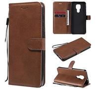 SATURCASE Coque pour Motorola Moto G9 Play, Classique PU Cuir Magnétique Flip Portefeuille Support Porte-Carte Protecteur Housse Étui avec Dragonne pour Motorola Moto G9 Play (XD-Marron)