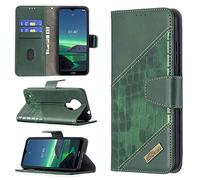 SATURCASE Coque pour Nokia 1.4, Style Crocodile PU Cuir Magnétique Flip Portefeuille Support Porte-Carte Protecteur Housse Étui pour Nokia 1.4 (PS-Vert)