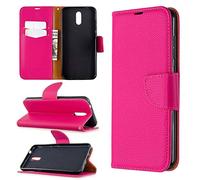 SATURCASE Coque pour Nokia 2.3, Litchi PU Cuir Magnétique Flip Portefeuille Support Porte-Carte Dragonne Protecteur Housse Étui pour Nokia 2.3 (LZ-Rose)