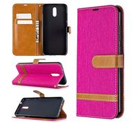 SATURCASE Coque pour Nokia 2.3, Premium Jeans PU Cuir Magnétique Flip Portefeuille Support Porte-Carte Dragonne Protecteur Housse Étui pour Nokia 2.3 (Je-Rose)