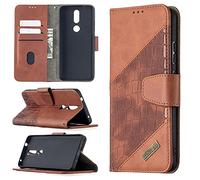 SATURCASE Coque pour Nokia 2.4, Style Crocodile PU Cuir Magnétique Flip Portefeuille Support Porte-Carte Protecteur Housse Étui pour Nokia 2.4 (PS-Marron)