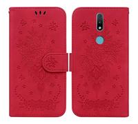 SATURCASE Coque pour Nokia 2.4, Une Rose PU Cuir Magnétique Flip Portefeuille Support Porte-Carte Dragonne Protecteur Housse Étui pour Nokia 2.4 (Rouge)